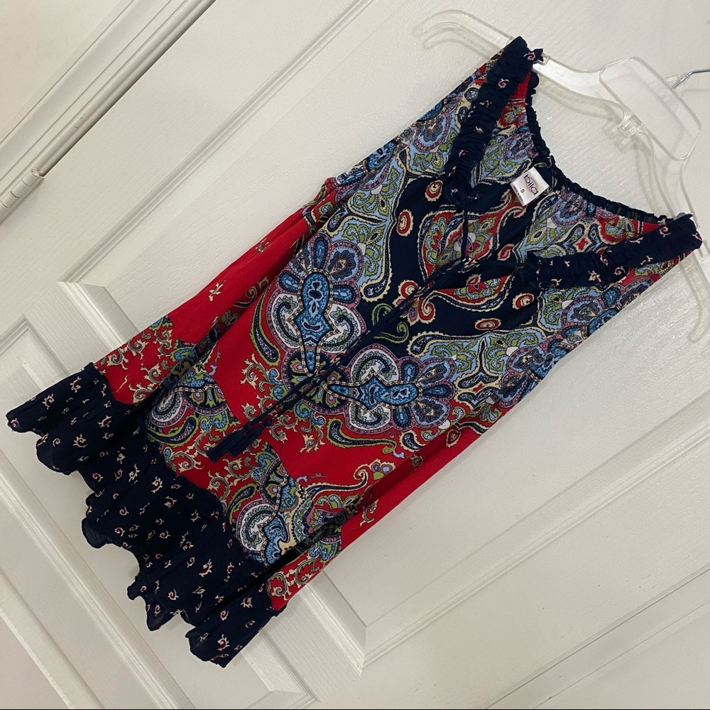 Women’s Bila Tank Top Sz Small Red/Blue Paisley